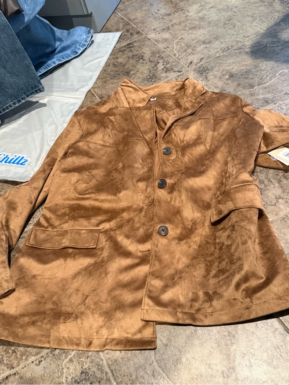 💙Women’s Brown Suede Button-Front Jacket